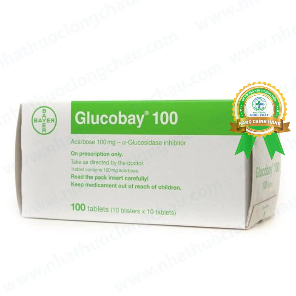 Thuốc Glucobay 100mg Bayer điều trị kết hợp bệnh nhân tiểu đường (10 vỉ x 10 viên)